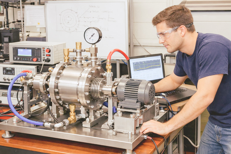 Student testing a Tesla design